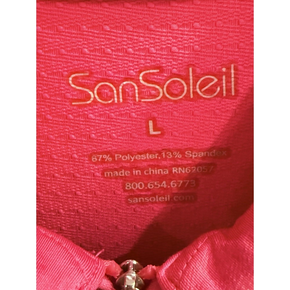 San Soleil Shirt Womens Size Large 1/4 Zip Pullover UPF 50 Sun Pink Lightweight - Picture 2 of 5